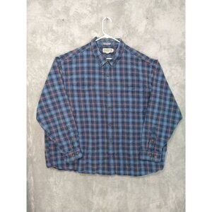 Duluth Trading Shirt Mens 3XL Blue Plaid Flannel Untucked Free Swingin Relaxed